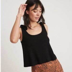 Marine Layer "Leah" Black Ribbed Bowtie Tank - XL